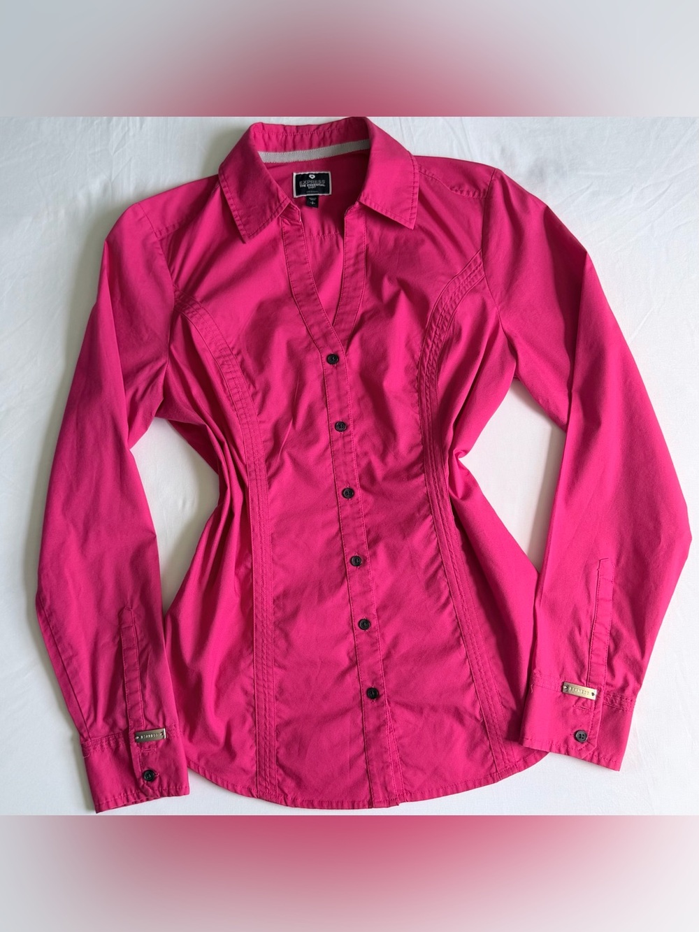 Authentic Express Vintage Style The Essential Magenta Small Fitted Dress Shirt